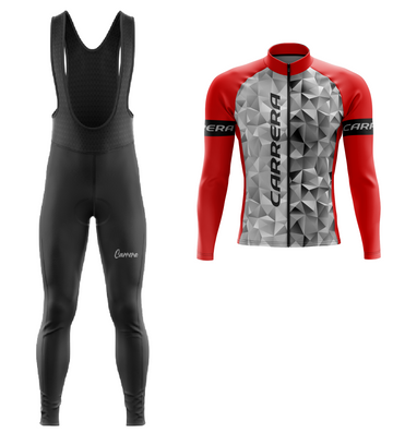 Uniforme Ciclismo Largo con Tirantas - Rojo Gris